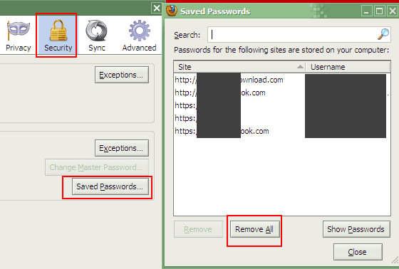 cara menghapus password firefox - remove all