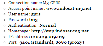 Cara Setting GPRS IM3 - Screenshot