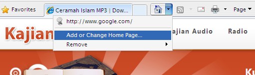 Internet Explorer Change Home Page