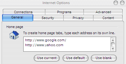 Internet Explorer Multiple Homes
