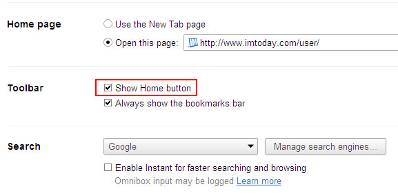 Trik Google Chrome - Home Button Toolbar