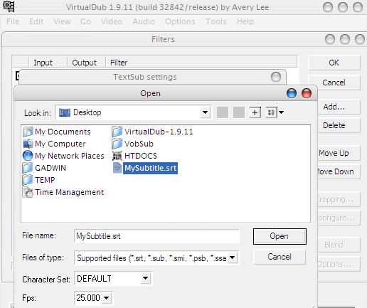 VirtualDub Select Subtitle