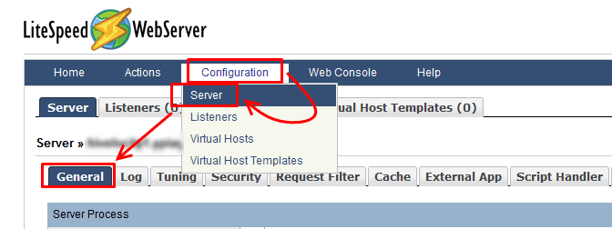 Config > Server > General